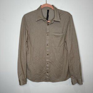 Lululemon Commission Pocket Shirt Men Medium Light Brown Long Sleeve Oxford